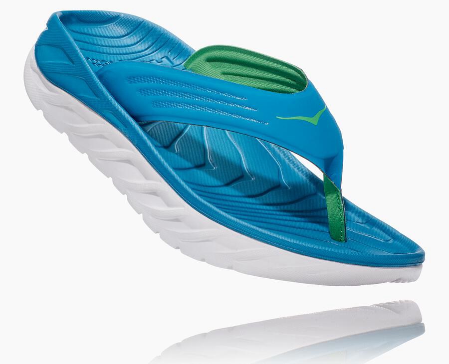 Hoka One One Ora Recovery Flip - Men Sandals - Blue/White,Australia DTM-841732